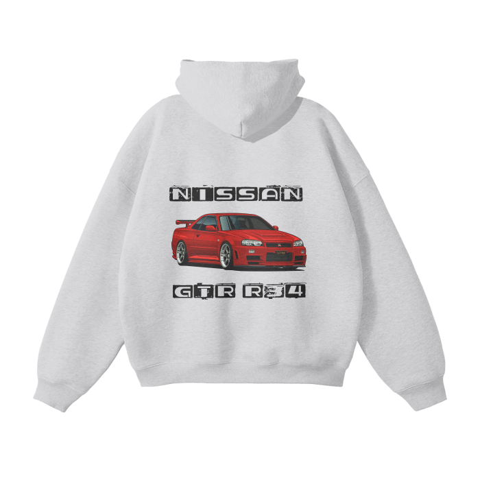 Nissan GTR R34 Oversized Fleece Hoodie — detail shot