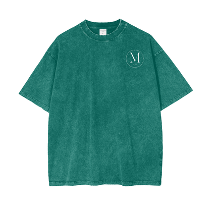 Acid Washed Oversize T white logo — front view