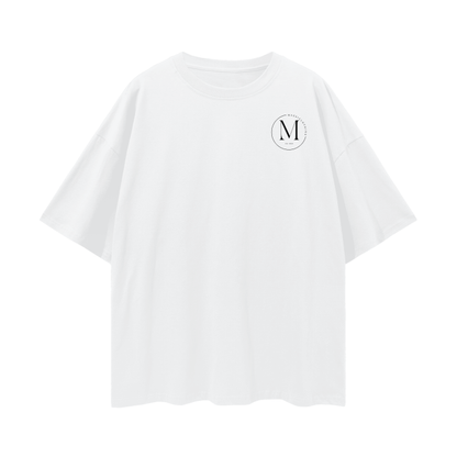 Oversized Deep Drop Shoulder T black logo — front view