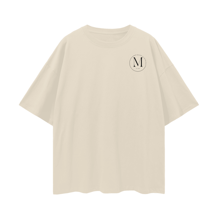 Oversized Deep Drop Shoulder T black logo — side view