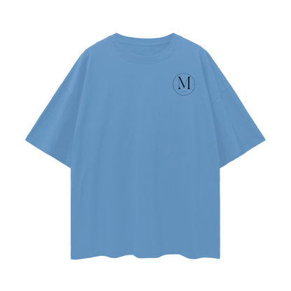 Oversized Deep Drop Shoulder T black logo — detail shot