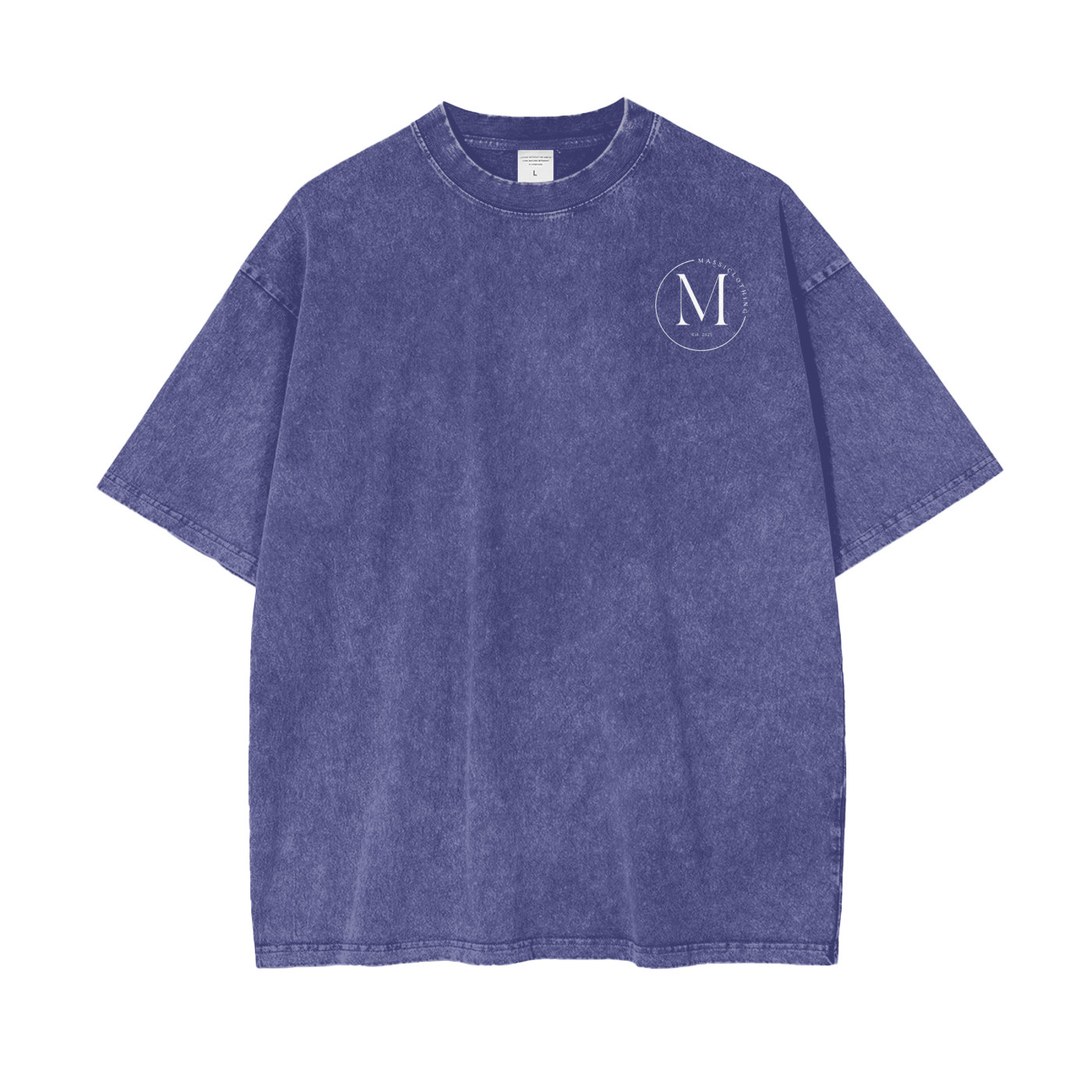Acid Washed Oversize T white logo — detail shot